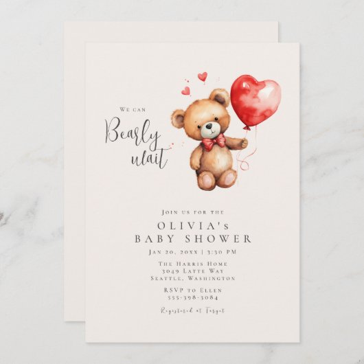 赤ちゃんシャワーを心待ちにする 招待状 (正面/裏面)