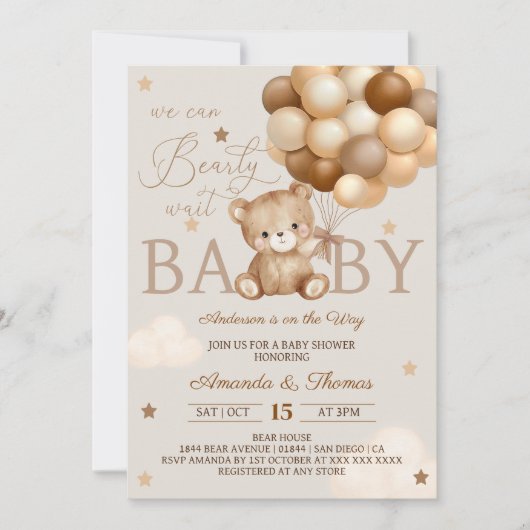 赤ちゃんシャワーを心待ち 招待状 (正面)