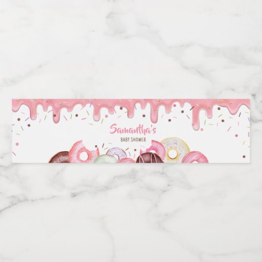 赤ちゃんシャワーを振りかけるドーナツとおむつ ペットボトルラベル (シングルラベル)