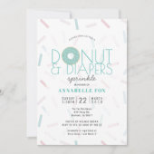 赤ちゃんシャワーを振るグリーンドーナツ&おむつ 招待状 (正面)