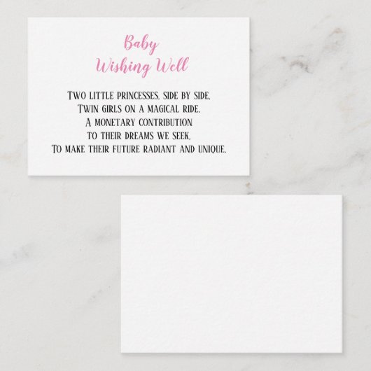 赤ちゃんシャワーを望むピンクの双子の女の子 エンクロージャーカード (正面/裏面)