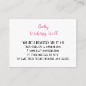 赤ちゃんシャワーを望むピンクの双子の女の子 エンクロージャーカード (正面)