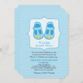 赤ちゃんシャワーを浴びる男の子 招待状 (正面/裏面)