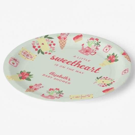 赤ちゃんシャワーを浴びる途中のかわいい恋人 ペーパープレート (アングル)