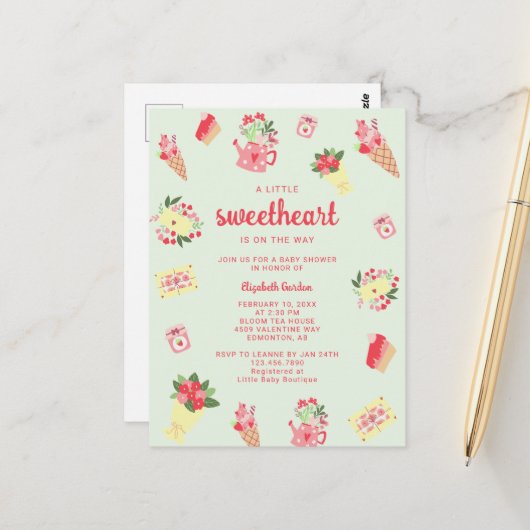 赤ちゃんシャワーを浴びる途中のかわいい恋人 ポストカード (正面/裏面インサイチュ)