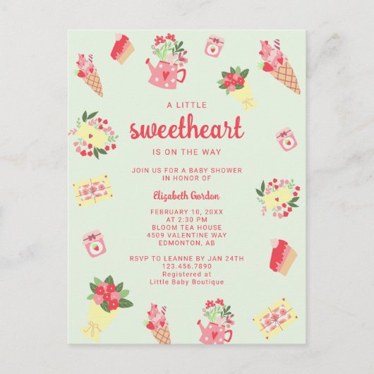 赤ちゃんシャワーを浴びる途中のかわいい恋人 ポストカード (正面)