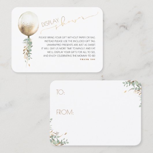 赤ちゃんシャワーを表示 – 金ゴールドバルーン緑ガーランド 名刺 (正面/裏面)