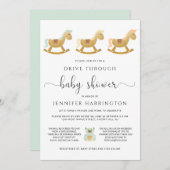 赤ちゃんシャワーを通る | レトロ揺動馬 招待状 (正面/裏面)