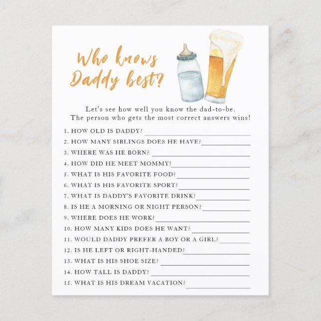 赤ちゃんシャワーを醸造 – ゲーム誰がパパを知っ最高のている (正面)