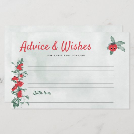 赤ちゃんシャワーアドバイスは素朴トマトの水色を願う 便箋 (正面/裏面)