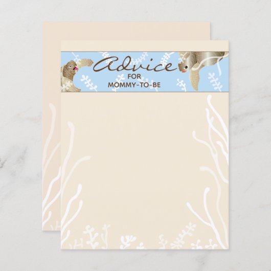 赤ちゃんシャワーアドバイスカード「ブルーカメ」 (正面/裏面)