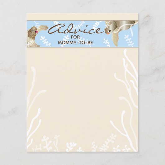 赤ちゃんシャワーアドバイスカード「ブルーカメ」 (正面)