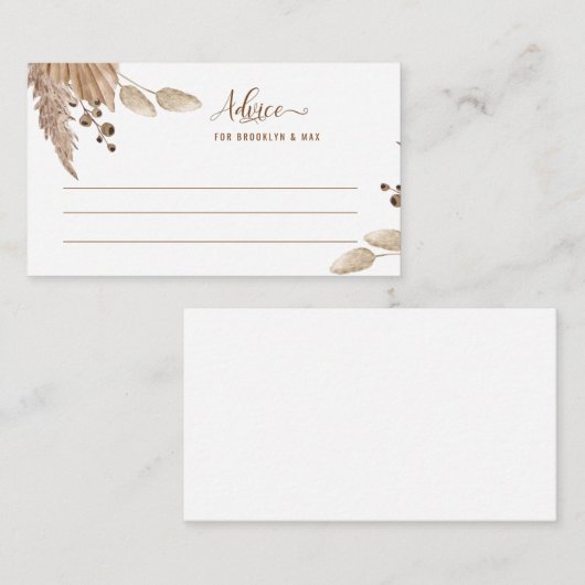 赤ちゃんシャワーアドバイスブラウン&ピンクのエンクロージャカード エンクロージャーカード (正面/裏面)