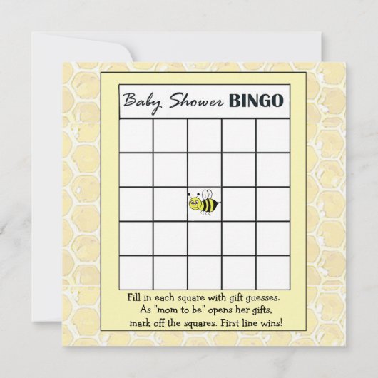 赤ちゃんシャワーアルファベット名ゲームビンゴ(昆虫)マルハナバチ 招待状 (裏面)