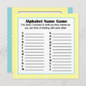 赤ちゃんシャワーアルファベット名ゲームBINGOイエロー&ブルー 招待状 (正面/裏面)