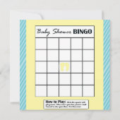 赤ちゃんシャワーアルファベット名ゲームBINGOイエロー&ブルー 招待状 (裏面)