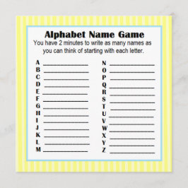 赤ちゃんシャワーアルファベット名ゲームBINGOイエロー&ブルー 招待状