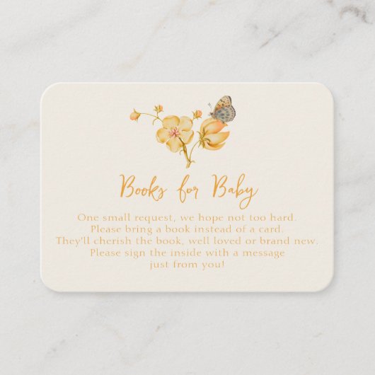 赤ちゃんシャワーインサート用の黄色のワイルドフラワーブック エンクロージャーカード (正面)