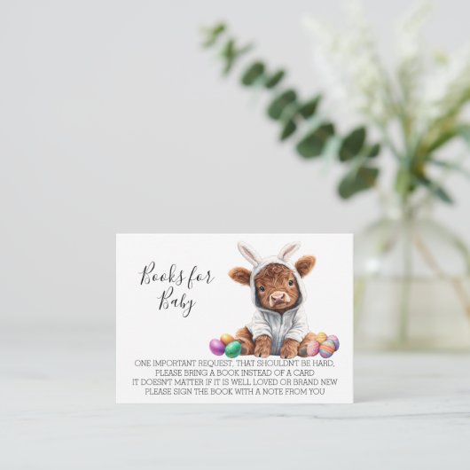 赤ちゃんシャワーイースターバニーハイランドカウズのための本 エンクロージャーカード (スタンド正面)
