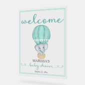 赤ちゃんシャワーウェルカムグリーンエレファント アクリルサイン (傾斜)