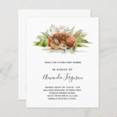 赤ちゃんシャワーウッドランドの森林の鹿の予算招待 (正面/裏面)