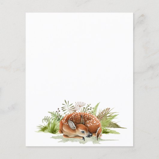 赤ちゃんシャワーウッドランドの森林の鹿の予算招待 (裏面)