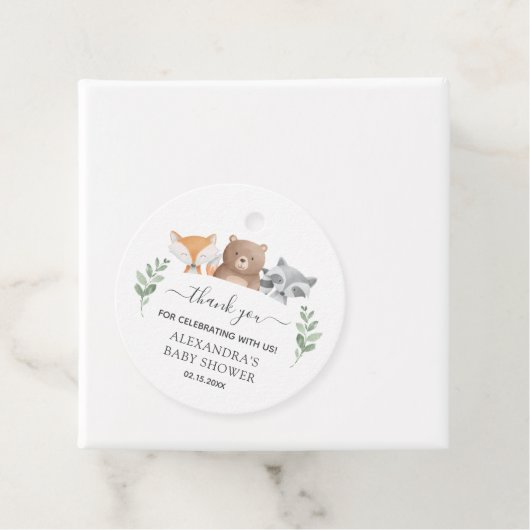 赤ちゃんシャワーウッドランド動物ありがとう フェイバータグ (インサイチュ)