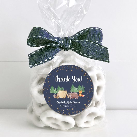 赤ちゃんシャワーウッドランド動物ありがとう ラウンドシール
