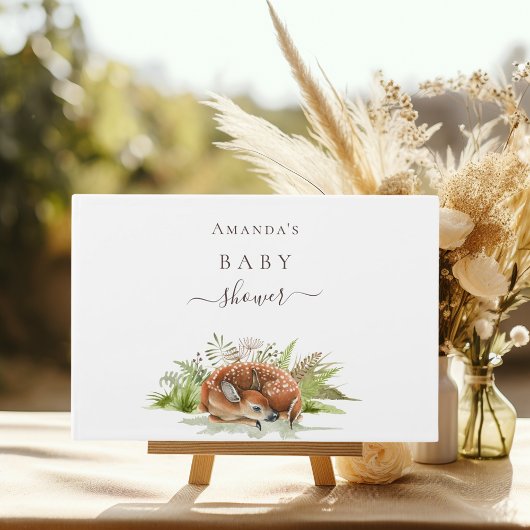 赤ちゃんシャワーウッドランド動物の鹿名 ゲストブック