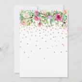 赤ちゃんシャワーウッドランド動物フローラピンクガール 招待状 (裏面)