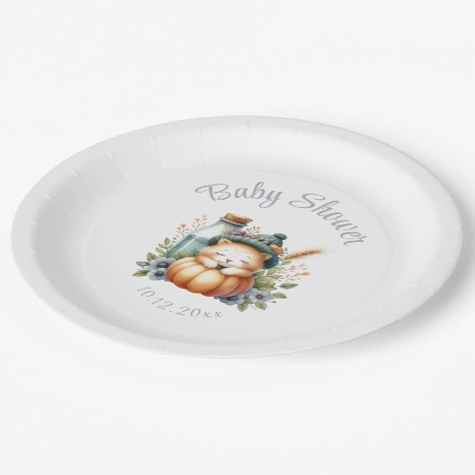 赤ちゃんシャワーウッドランド動物 ペーパープレート (アングル)