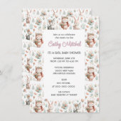 赤ちゃんシャワーウッドランド動物 招待状 (正面/裏面)