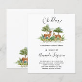 赤ちゃんシャワーウッドランド森林動物の鹿の招待 (正面/裏面)