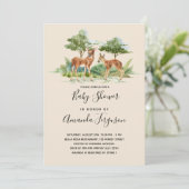 赤ちゃんシャワーウッドランド森林動物の鹿 招待状 (スタンド正面)