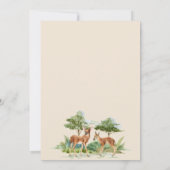 赤ちゃんシャワーウッドランド森林動物の鹿 招待状 (裏面)