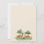 赤ちゃんシャワーウッドランド森林動物の鹿 招待状 (裏面)