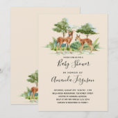 赤ちゃんシャワーウッドランド森林動物の鹿 招待状 (正面/裏面)