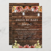 赤ちゃんシャワーウッド素朴秋ひまわり 招待状 (正面/裏面)