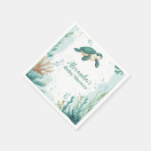赤ちゃんシャワーウミガメの水色 スタンダードカクテルナプキン (角)