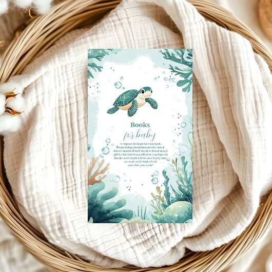 赤ちゃんシャワーウミガメ水彩本ベビー エンクロージャーカード
