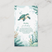 赤ちゃんシャワーウミガメ水彩本ベビー エンクロージャーカード (正面)