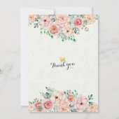 赤ちゃんシャワーエレガント水カラーフローラ金ゴールドスクリプト 招待状 (裏面)