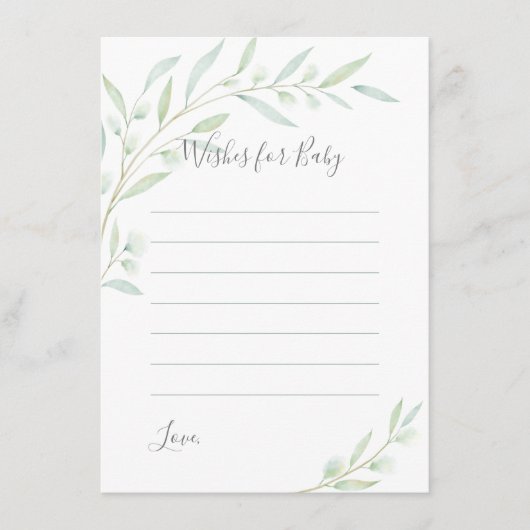 赤ちゃんシャワーエレガント緑の水の色の希望 アドバイスカード (正面)
