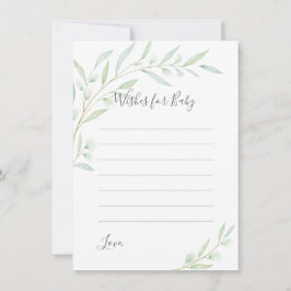 赤ちゃんシャワーエレガント緑の水の色の希望 アドバイスカード