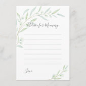 赤ちゃんシャワーエレガント緑の水彩 アドバイスカード (正面)