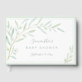赤ちゃんシャワーエレガント緑の水彩 ゲストブック (正面)