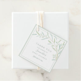 赤ちゃんシャワーエレガント緑の水彩 フェイバータグ