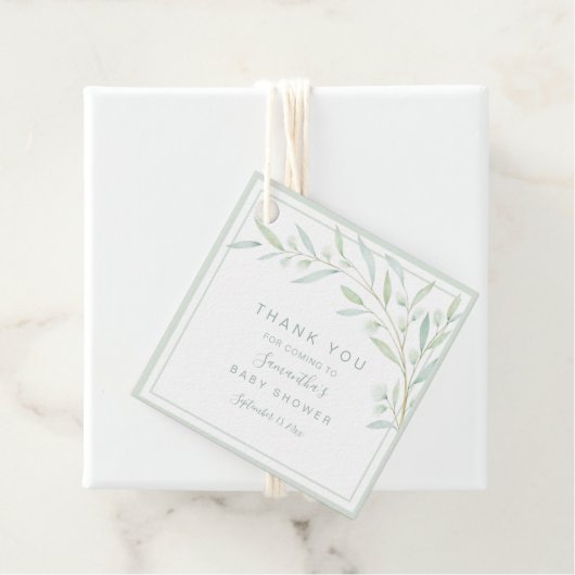 赤ちゃんシャワーエレガント緑の水彩 フェイバータグ (インサイチュ)