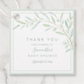 赤ちゃんシャワーエレガント緑の水彩 フェイバータグ (正面)