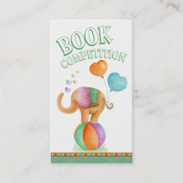 赤ちゃんシャワーエレファントアートブックコンペティションカード 名刺